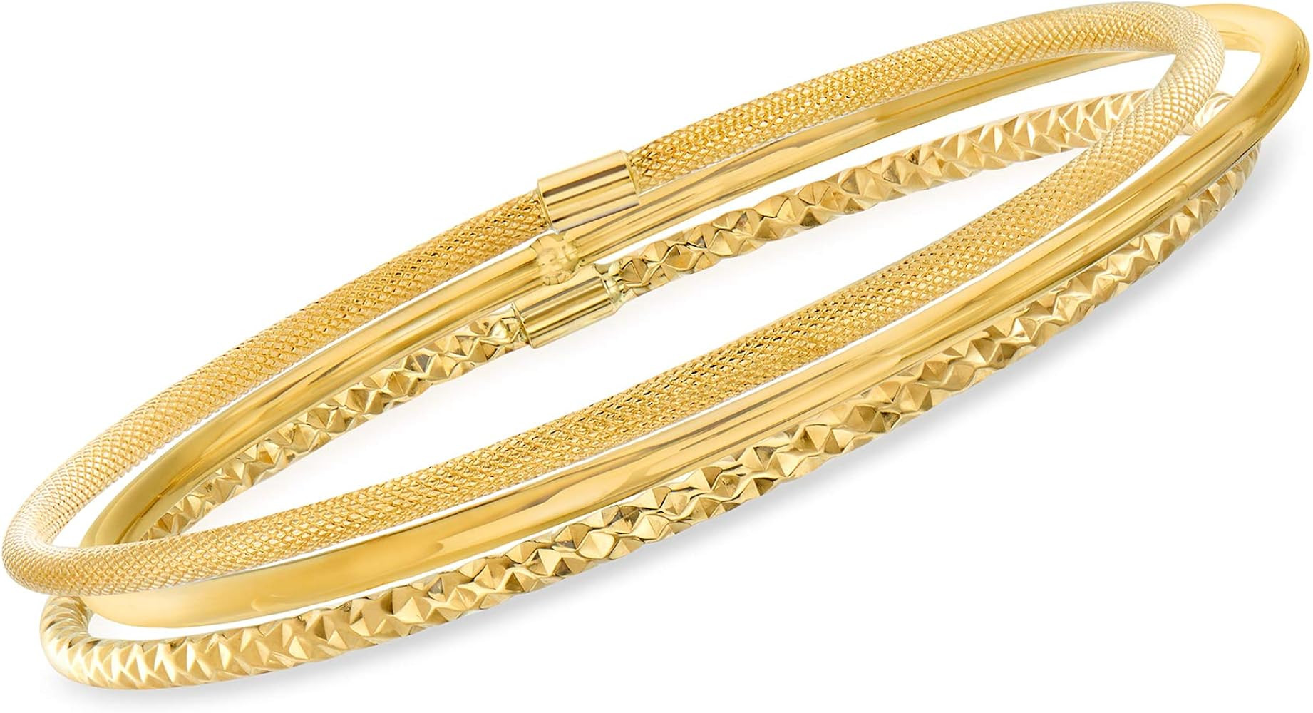 Ross-Simons Italian 14kt Yellow Gold Multi-Finish Jewelry Set: 3 Bangle Bracelets. 7 inches | Amazon (US)