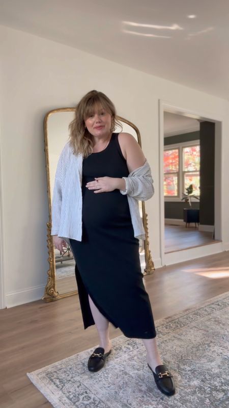 Plus size bump friendly outfit idea. 

I’m in the XXL in the dress and took the 20/22 in the shirt(could have taken my usual 16/18). 

Use code 2024Anne25 for 25% off shirt! 

#LTKstyletip #LTKplussize #LTKbump