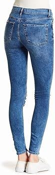 Free People Womens Busted Denim Distressed Skinny Jeans | Amazon (US)