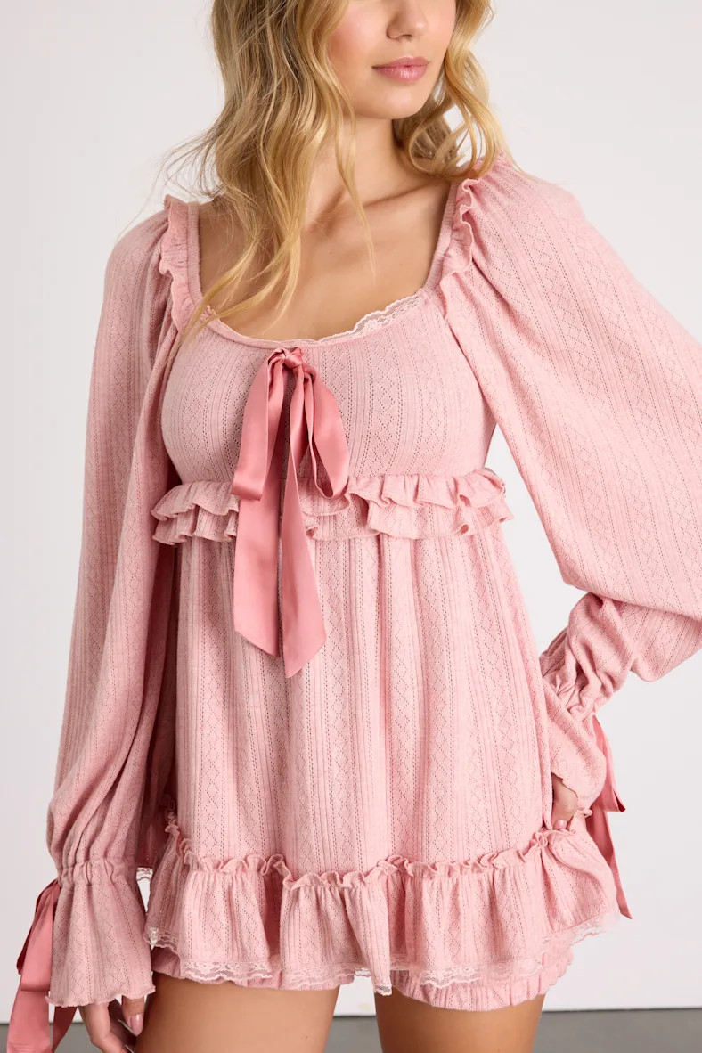 Brooky Light Pink Pointelle Knit Two-Piece Pajama Set | Lulus
