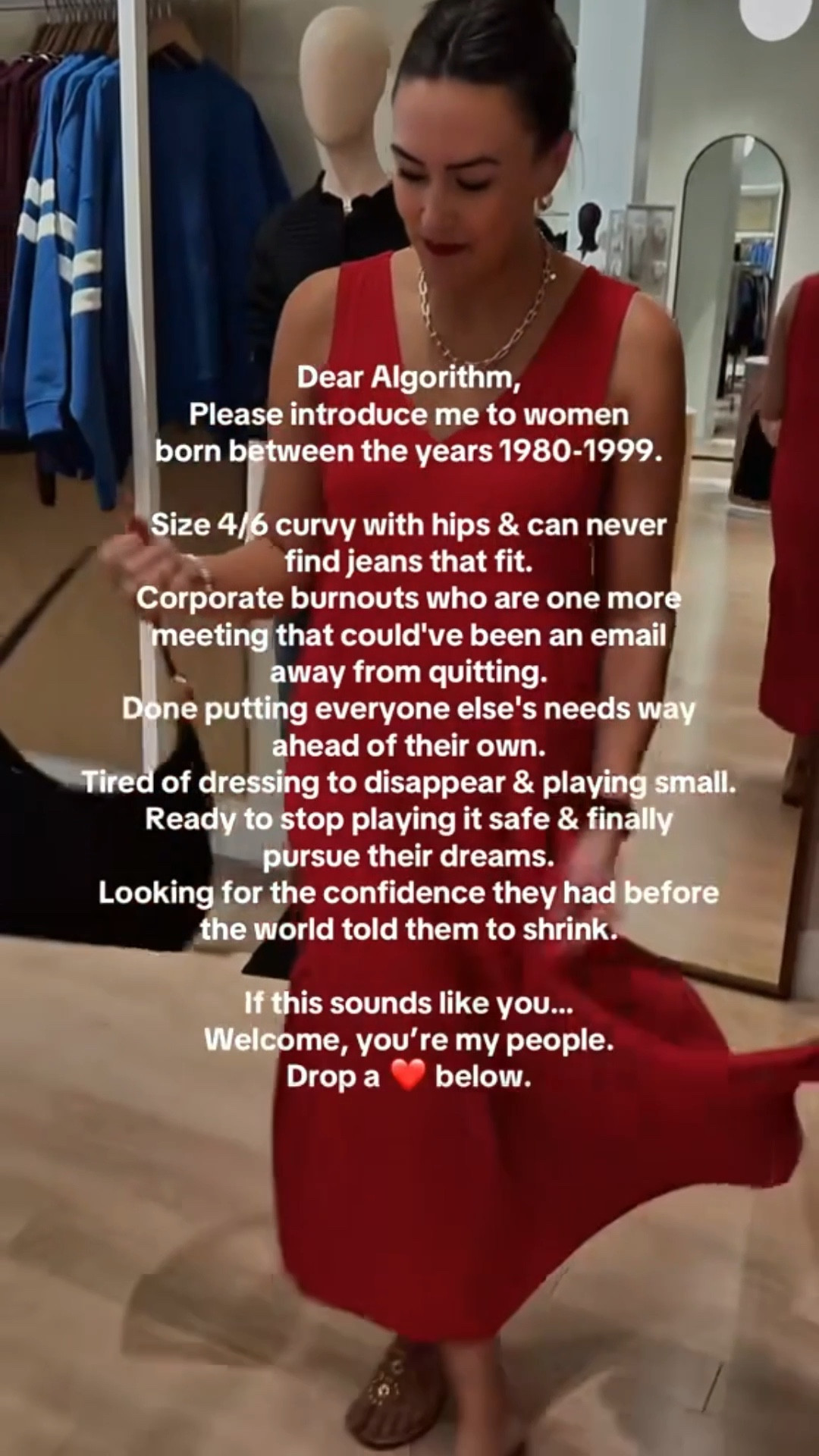 Here’s your Jenna-voice caption, written to match the reel’s tone and the text on screen 👇
(I kept it empowering + conversational, leaning into the message she shares in the reel.)

⸻

is this you too, girl? the moment you realized you don’t have to shrink or dress to disappear anymore 🙃❤️‍🔥

somewhere along the way we were told to play small, blend in, and pretend our bodies were the problem… but you know better now. you buy clothes to fit your body, not the other way around 🫶 and when you find pieces that actually work for your curves, your confidence hits different. this dress has that easy, drapey fit that moves with you, not against you, and the fabric feels elevated without being fussy. effortless, comfortable, flattering — the trifecta 🤌✨

I’m 5’6” wearing size small (TTS) in the dress, size 8 (TTS) in the sandals.

if this season is about taking up space again… you’re exactly where you’re supposed to be 💃🏻💛

#LTKootd #LTKdayinmylife #LTKGiftGuide