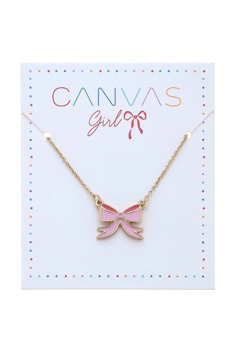 Zoey Bow Delicate Children's Necklace in Pink | CANVAS