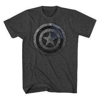 Men's Marvel Captain America Logo Short Sleeve Graphic T-Shirt Charcoal Heather | Target