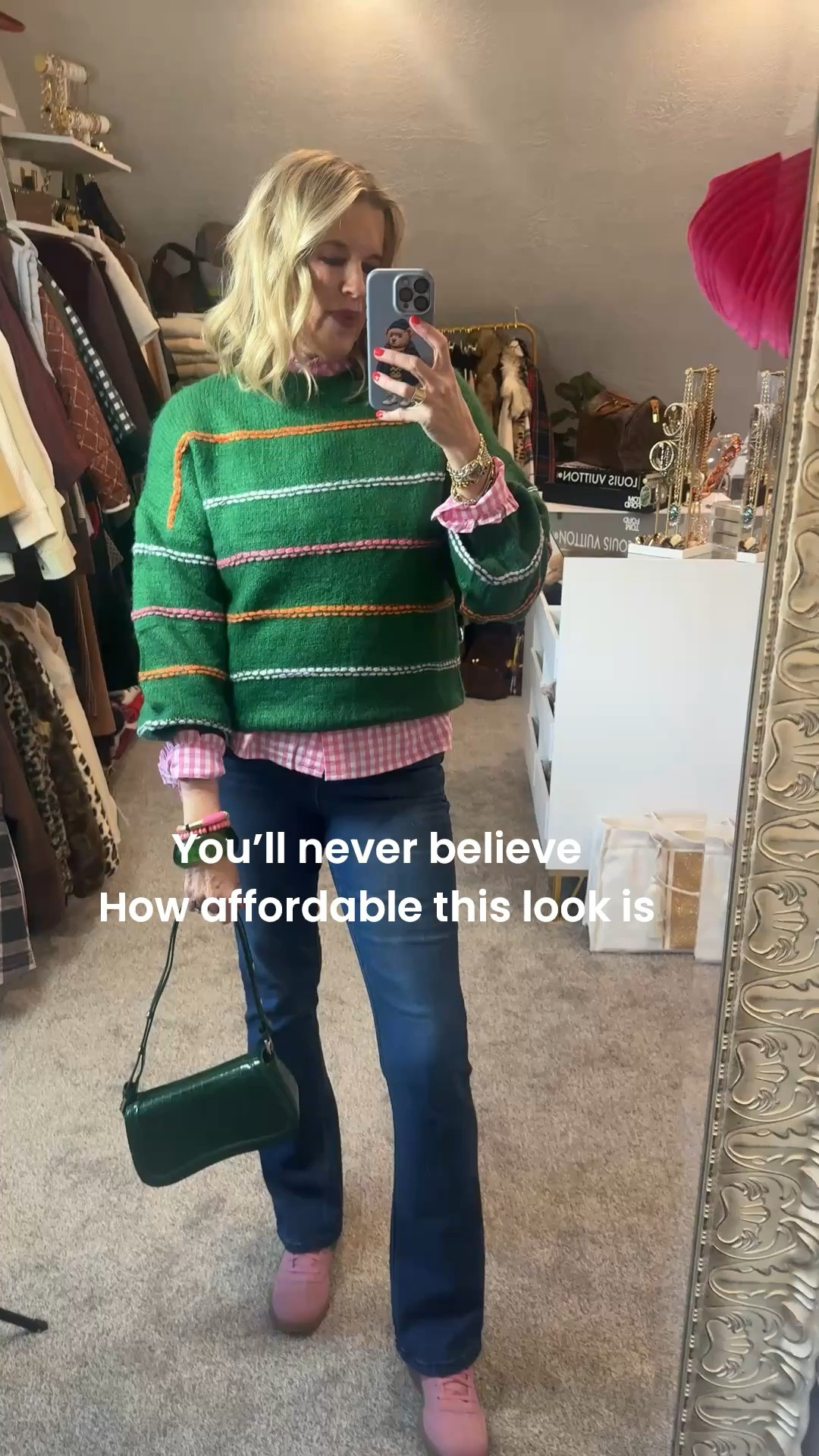 You’ll never believe how affordable is outfit is…

Preppy Spring Sweater outfit 

2 Amazon clothing find 
-Green, pink and orange stripe sweater perfect for Spring  fits tts 

-Pink gingham button up with ruffle collar and cuffs fits true to size, comes in several colors 

Amazon find 
-Green risen large bracelet 
-green alligator bag

🌸💚
Two pink Allie & Bess bracelet save 20% with code DARCY20

Wit and wisdom itty bitty bootie flare, sliming and elongates legs

Affordable Pink and green tennis shoes 


#LTKOver40 #LTKgrwm #LTKootd