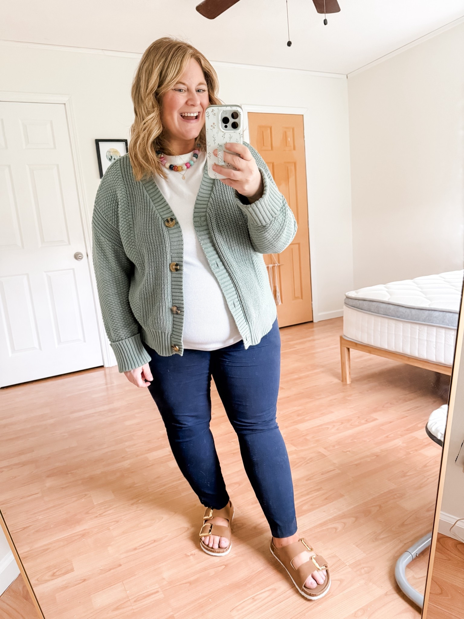 Teacher outfit! Wearing an XL in my cardigan, XL in my tee (maternity version - linked regular too).  14 maternity in my pixie pants - also linked regular  

#LTKWorkwear #LTKMidsize #LTKBump