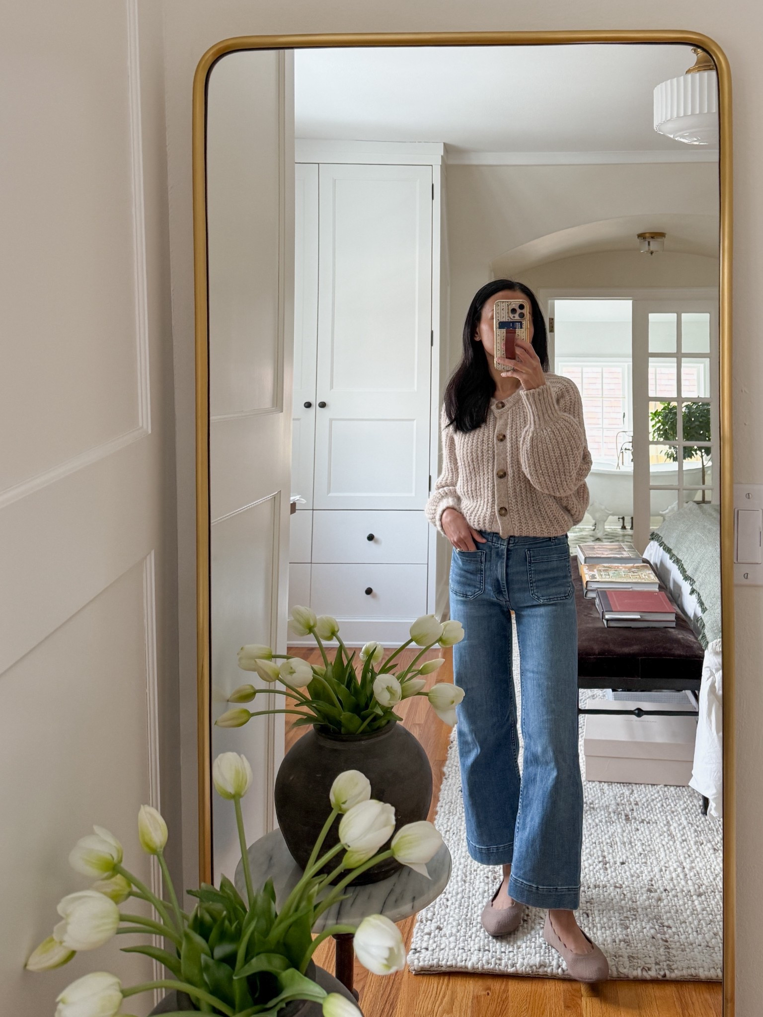 Heading out to chaperone while the kids ski. My jeans are 20% off with code ANTHRO20. I’m wearing 23P for the cropped look (23 standard hits just below my ankles for a regular length look). Also love this cardigan and probably wear it way too often — wearing XXS. 

#LTKSpringSale #LTKPetite #LTKSaleAlert