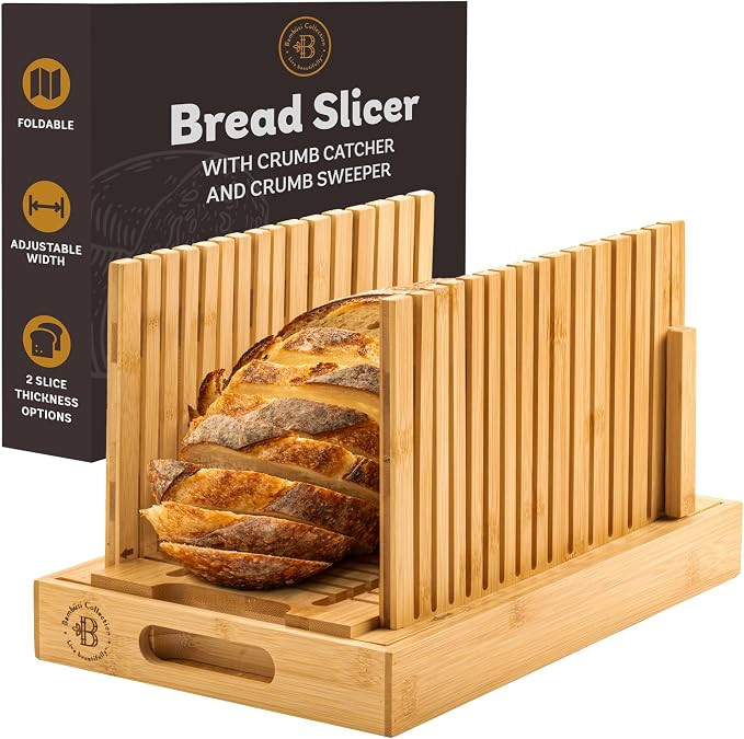 Bread Slicer for Homemade Bread - BAMBUSI New Upgrade Bamboo Bread Cutter with Adjustable Width, ... | Amazon (US)