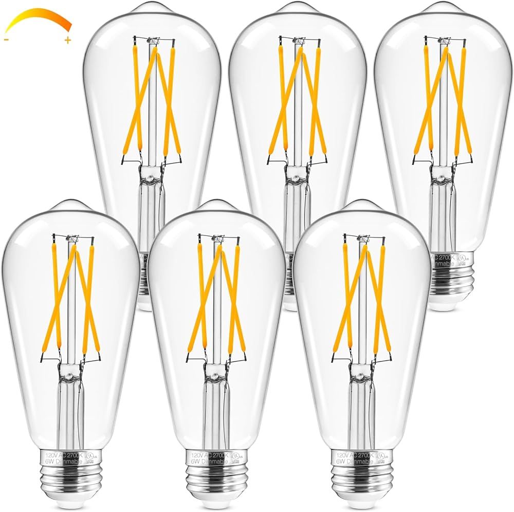 Hizashi Edison Bulbs Dimmable, E26 LED Bulb 60 watt, 2700K Soft Warm White, ST19 Vintage Light Bu... | Amazon (US)