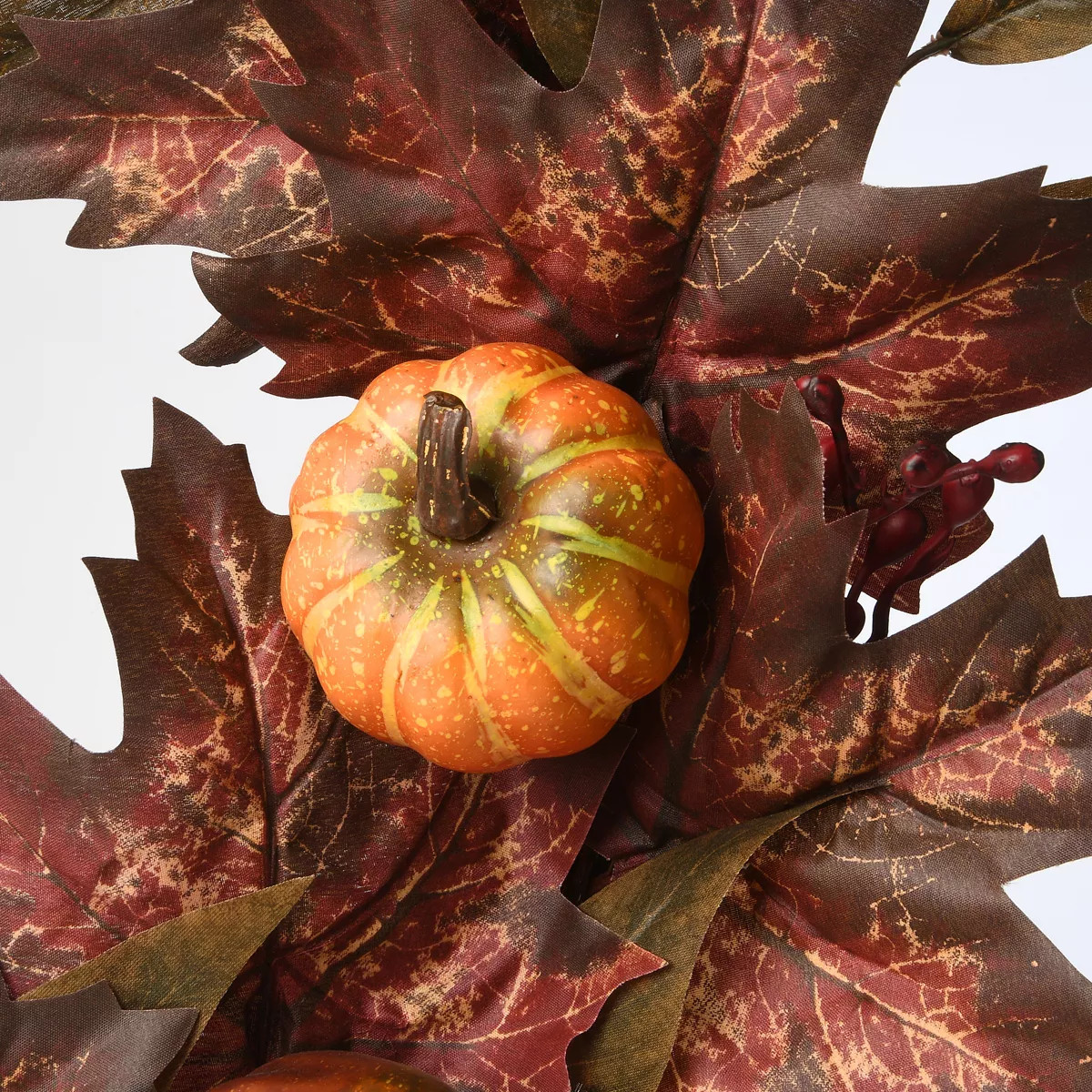 24" Artificial Maple Leaves Autumn Wreath with Pumpkins, Berries and Ivy - National Tree Company | Target
