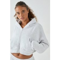 DSGN Studio Women's Boxy Crop Hoodie in Ash Grey | Size: Small | Denim/Cotton | boohoo (US & Canada)