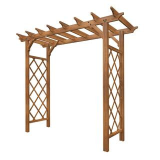 85"L x 26"W x 89"H Heartwood Grande Cedar Arbor, Golden Brown, VA68898 | The Home Depot