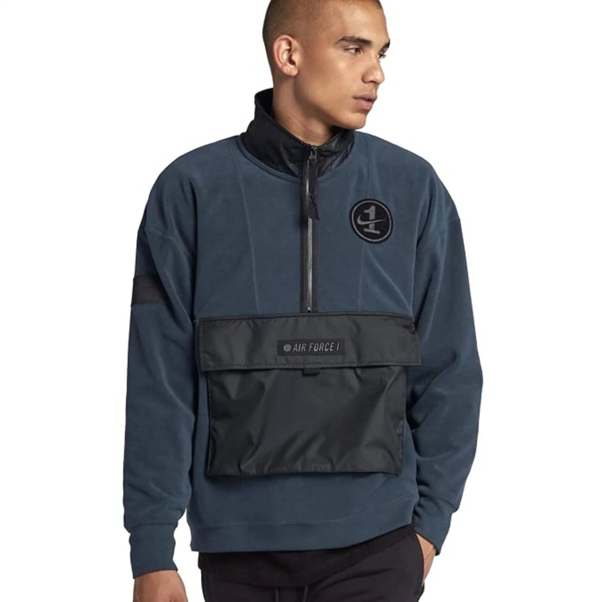 Nike Air Force 1 Half Zip Fleece Pullover Jacket Navy/Black AJ0801-454 Men's | Shop Simon