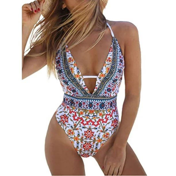 Women One-Piece Swimsuit Beachwear Swimwear Push-up Monokini Bikini Bathing | Walmart (US)