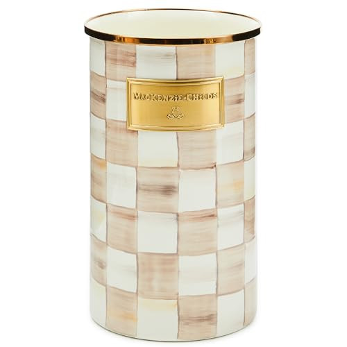 MACKENZIE-CHILDS Enamel Utensil Holder, Kitchen Utensil Holder for Countertop, Brown-and-White Mocha Check | Amazon (US)