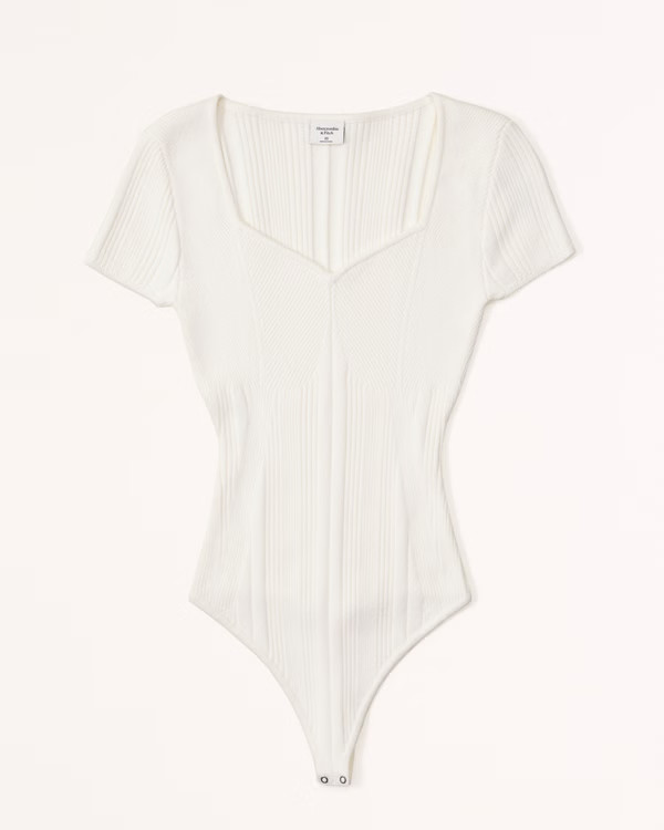 Short-Sleeve Sweetheart Sweater Bodysuit | Abercrombie & Fitch (US)