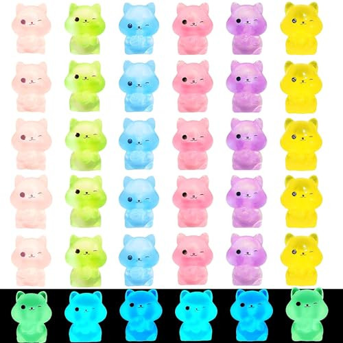36Pcs Glow in The Dark Mini Resin Squirrel Figurines, Luminous Tiny Miniature Resin Squirrels Figures, Mini Squirrels Animals Figurines for Fairy Garden Accessories Micro Landscape Desktop Decor | Amazon (US)