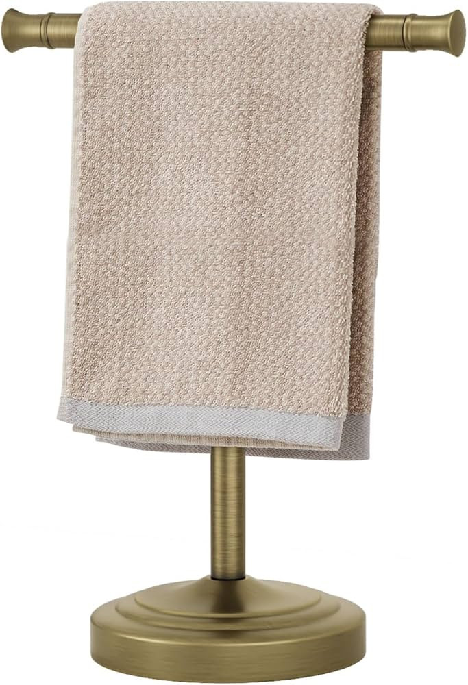 RUMOSE 13 Inch Antique Brass Towel Bar Stand Hand Holder Bathroom Kitchen Vanity Countertop T-Sha... | Amazon (US)