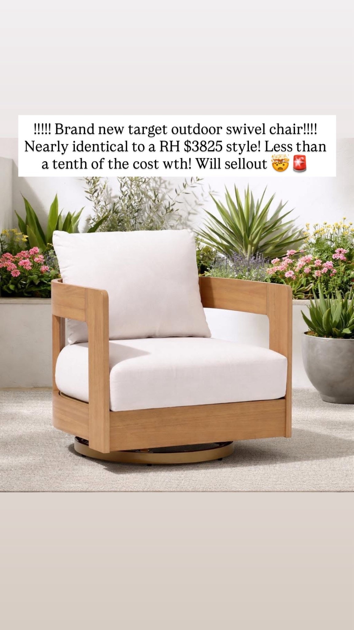 !!!!! Brand new target outdoor swivel chair!!!! Nearly identical to a RH $3825 style! Less than a tenth of the cost wth! Will sellout 🤯🚨

#LTKSaleAlert #LTKSeasonal #LTKHome