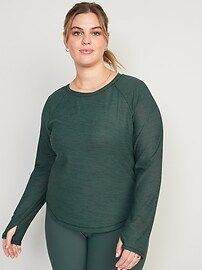 Long-Sleeve Breathe ON Slub-Knit T-Shirt for Women | Old Navy (US)