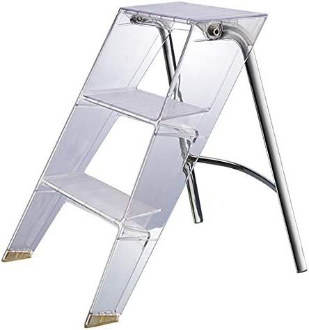 RR-YRF Acrylic Three-Step Ladder Nordic Household Multifunctional Ladder Transparent Folding Stoo... | Amazon (US)