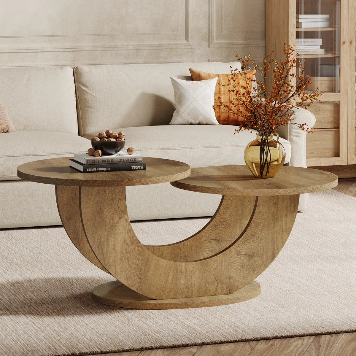 45" Round Coffee Table with Storage, Low Centre Table for Living Room | Wayfair North America
