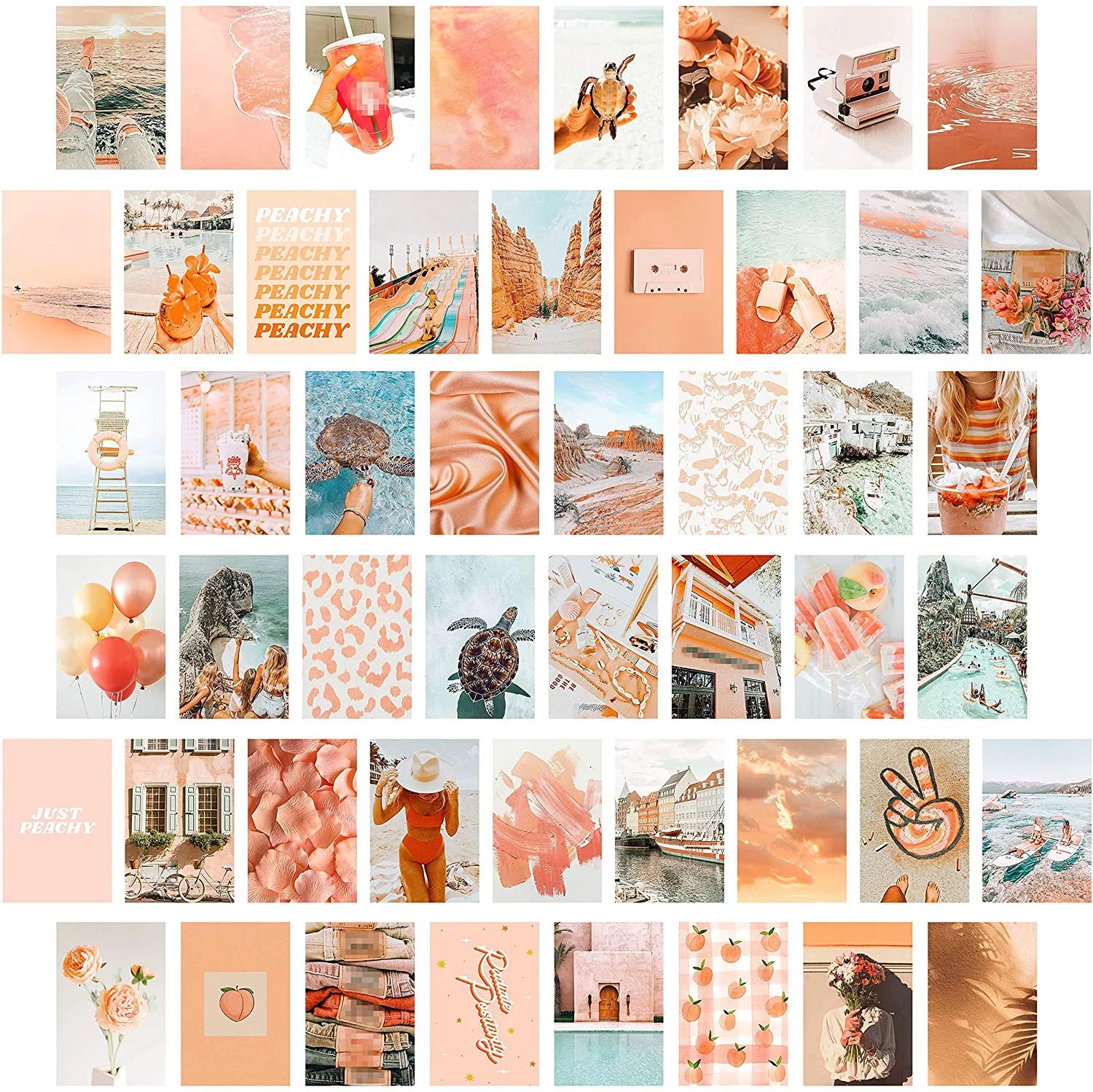 CY2SIDE 50PCS Peach Beach Aesthetic Picture for Wall Collage, 50 Set 4x6 inch, Boho Style Collage... | Walmart (US)