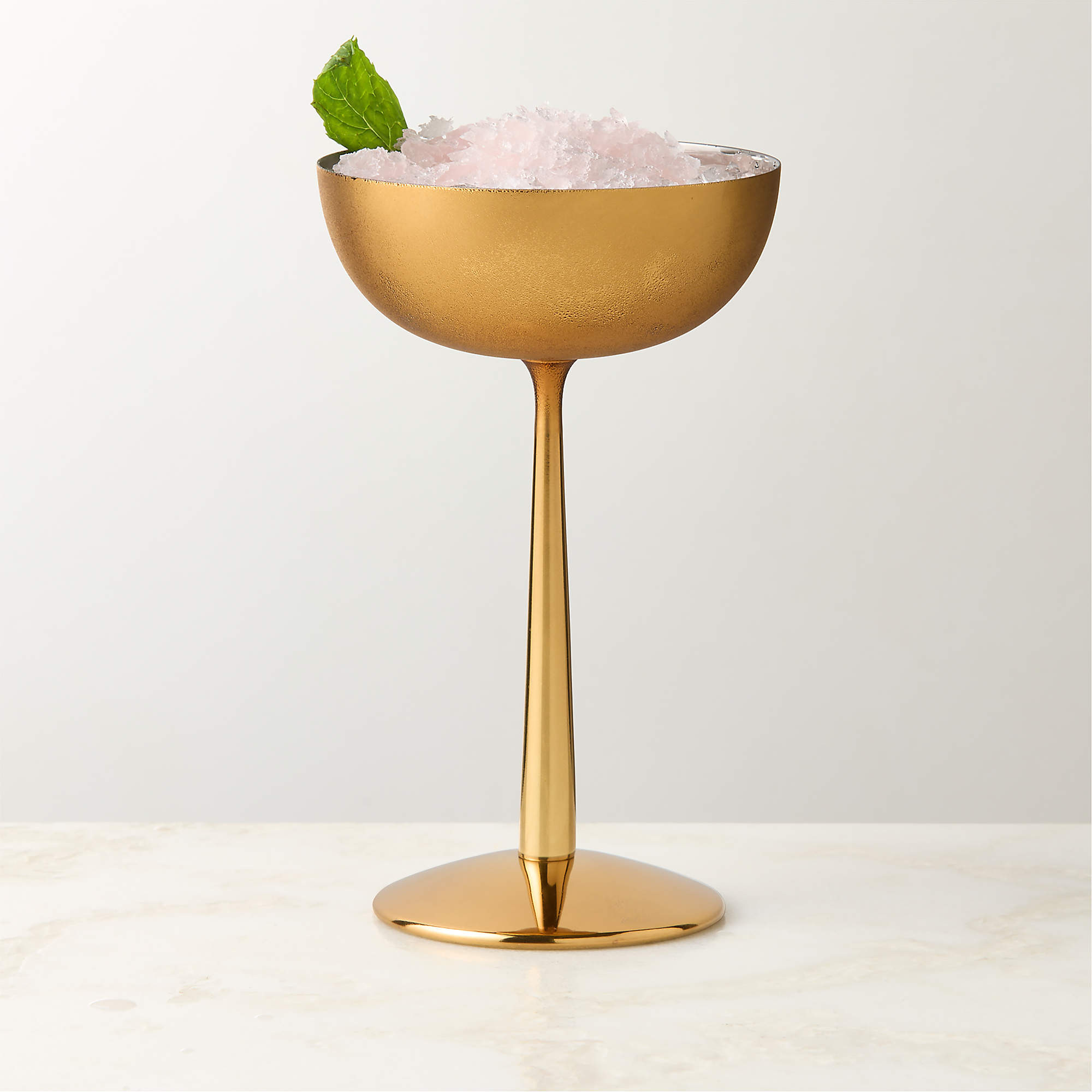 Emporia Brass-Plated Coupe Glasses Set of 4 + Reviews | CB2 | CB2