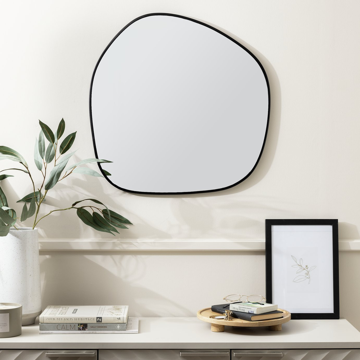 Habitat Black Asymmetric Wall Mirror - 60x60cm | argos.co.uk