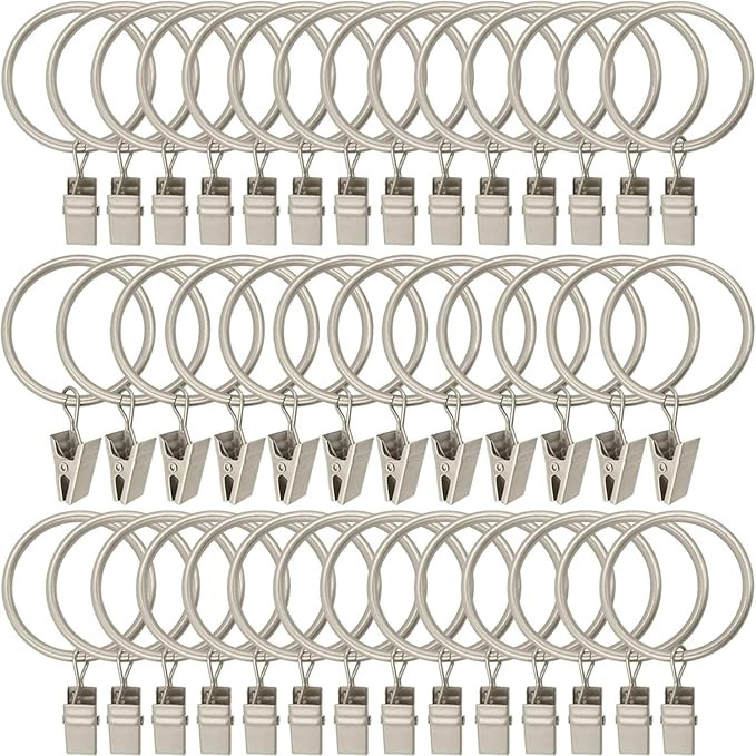 40 Pack Metal Curtain Rings with Clips, Drapery Clips Hooks, Decorative Curtain Rod Clips 1.5 in ... | Amazon (US)