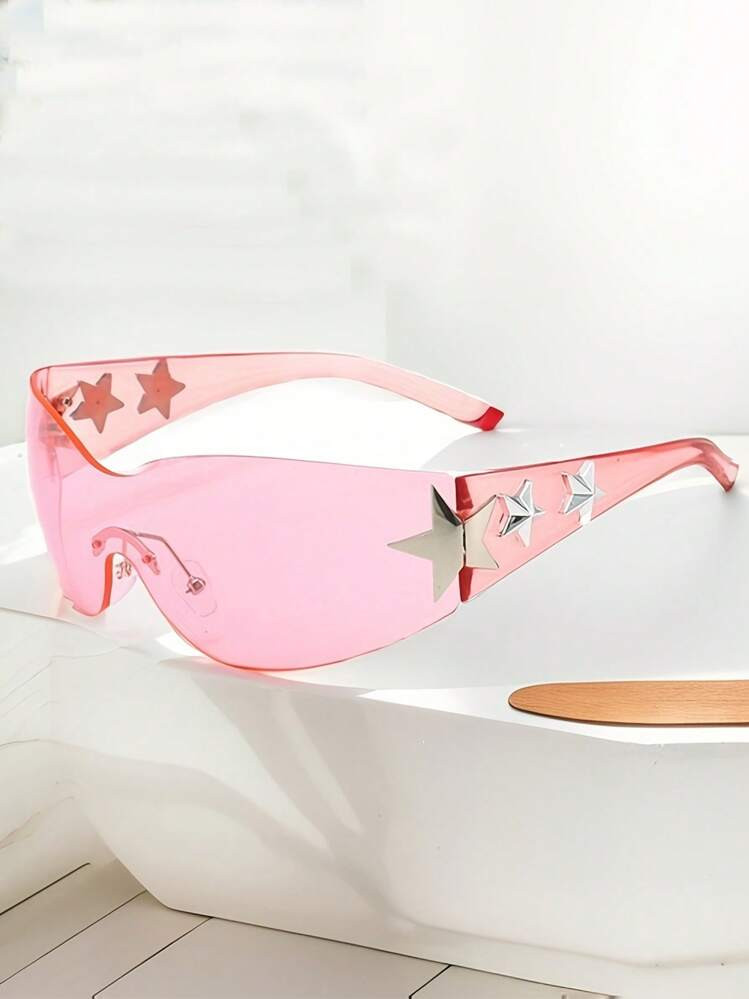 1piece Large Frame Multicolor Y2K Ladies Fashion Glasses, Sporty Fashion Star Glasses,Fashion Eyewear With Bohemian Style,Suitable For Parties And Trips Summer,Beach Accessories,Party,Valentine's Day Gift | SHEIN