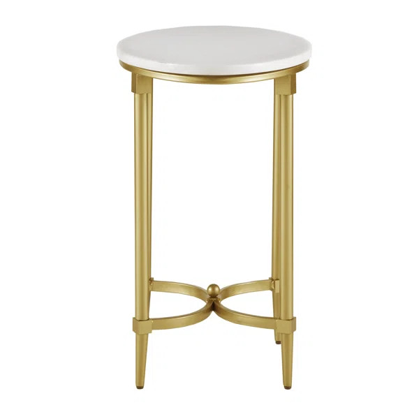 Bordeaux Gold Metal Marble Oval End Table | Wayfair North America