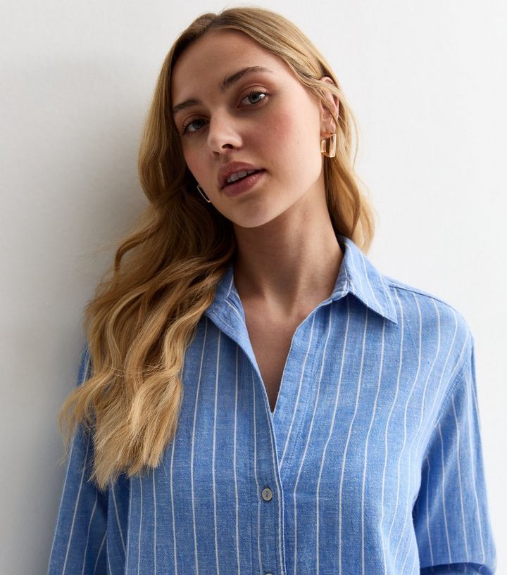 Blue Linen Blend Stripe Shirt | New Look | New Look (UK)