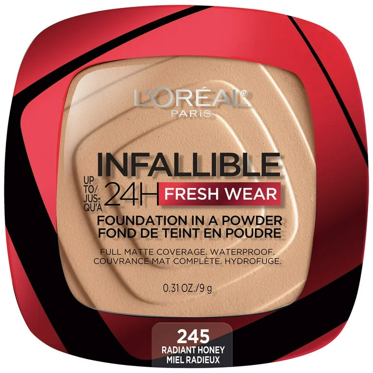 L'Oreal Paris Infallible Fresh Wear 24 Hr Powder Foundation Makeup, 245 Miel Radiante, 0,31 oz | Walmart (US)