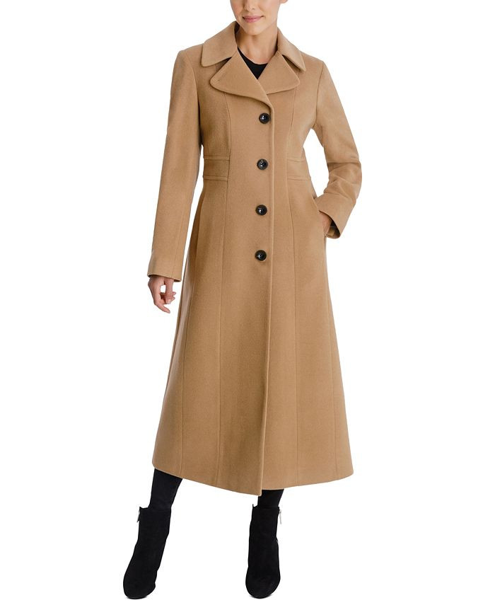 Anne Klein Single-Breasted Maxi Coat & Reviews - Coats - Women - Macy's | Macys (US)