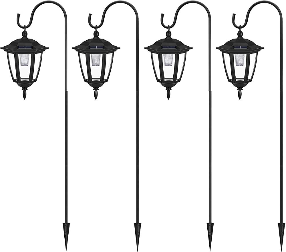 Brightown 38.5 Inch Solar Pathway Lights Outdoor, Bright LED Hanging Lanterns Lights with Shepher... | Amazon (US)