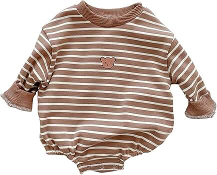 famuka Baby Romper Sweatshirt Cotton Spring Autumn Clothes Boys Girls One Piece Bodysuit | Amazon (US)