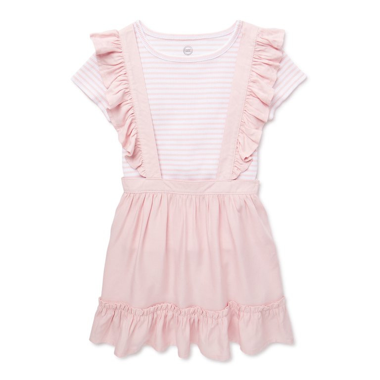 Wonder Nation Toddler Girls Pinafore Dress Set, Sizes 18M-5T | Walmart (US)