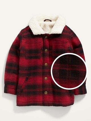 Sherpa-Lined Plaid Flannel Shirt Jacket for Toddler Boys | Old Navy (CA)