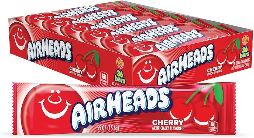 Airheads Halloween Trick or Treat Candy Full Size Bars, Cherry Flavor, Individually Wrapped Bulk ... | Amazon (US)
