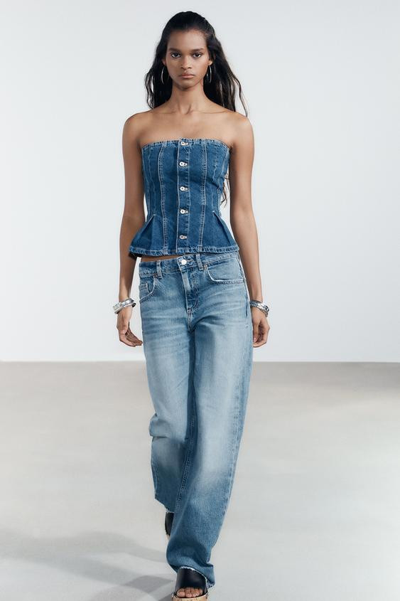 TRF DENIM BANDEAU TOP | Zara US