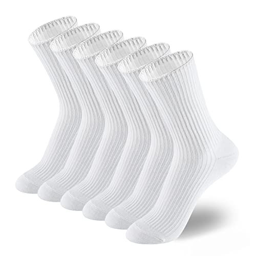 ACCFOD White Crew Socks for Women, Soft Thin Cotton Socks for Women Girls - Size 5-9 | Amazon (US)