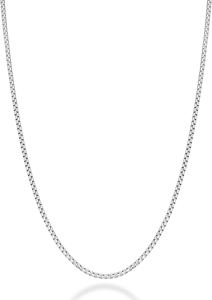 Miabella Italian 925 Sterling Silver Solid 2mm Round Box Chain Necklace for Women Men, Made in It... | Amazon (US)