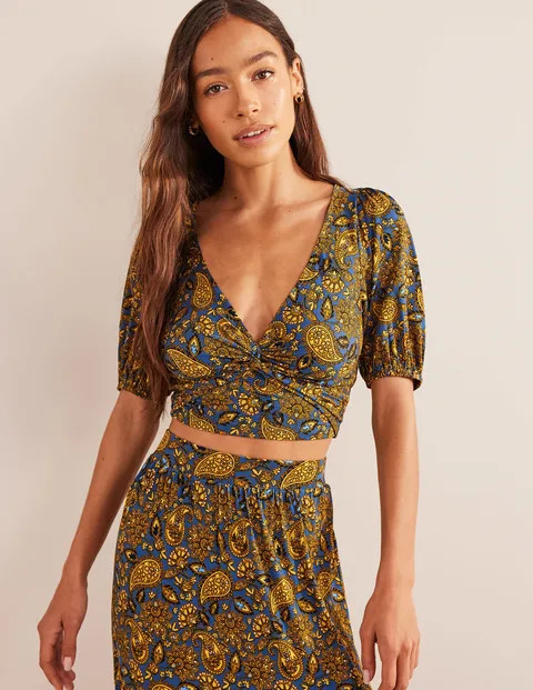 Cropped Twist Detail Top - Harvest Gold, Paisley Terrace | Boden (US)