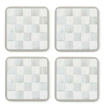 MACKENZIE-CHILDS Square Cork-Back Coaster Set, Table Coasters for Drinks, Set of 4, Gray-and-Whit... | Amazon (US)