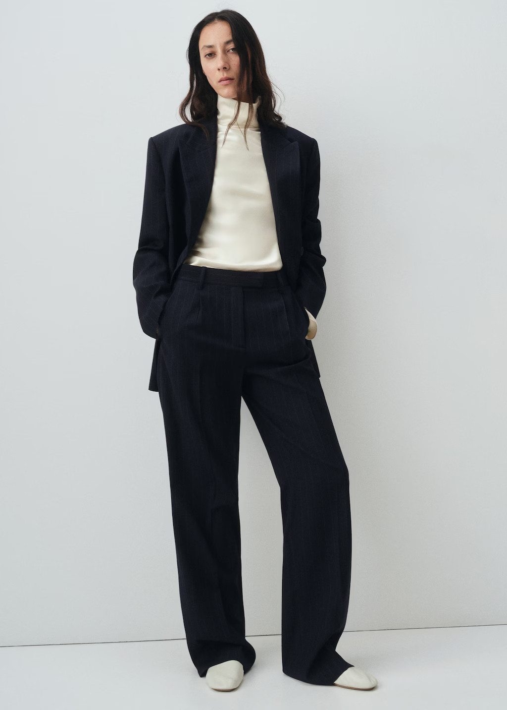 Pinstripe suit trousers navy - Woman - 8 - MANGO | MANGO (UK)
