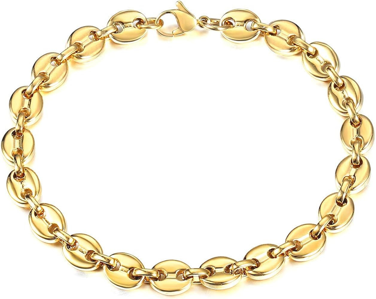 Trendsmax 7mm Coffee Beans Link Chain Bracelet Gold Plated Stainless Steel Twisted Rope Chain Bra... | Amazon (US)