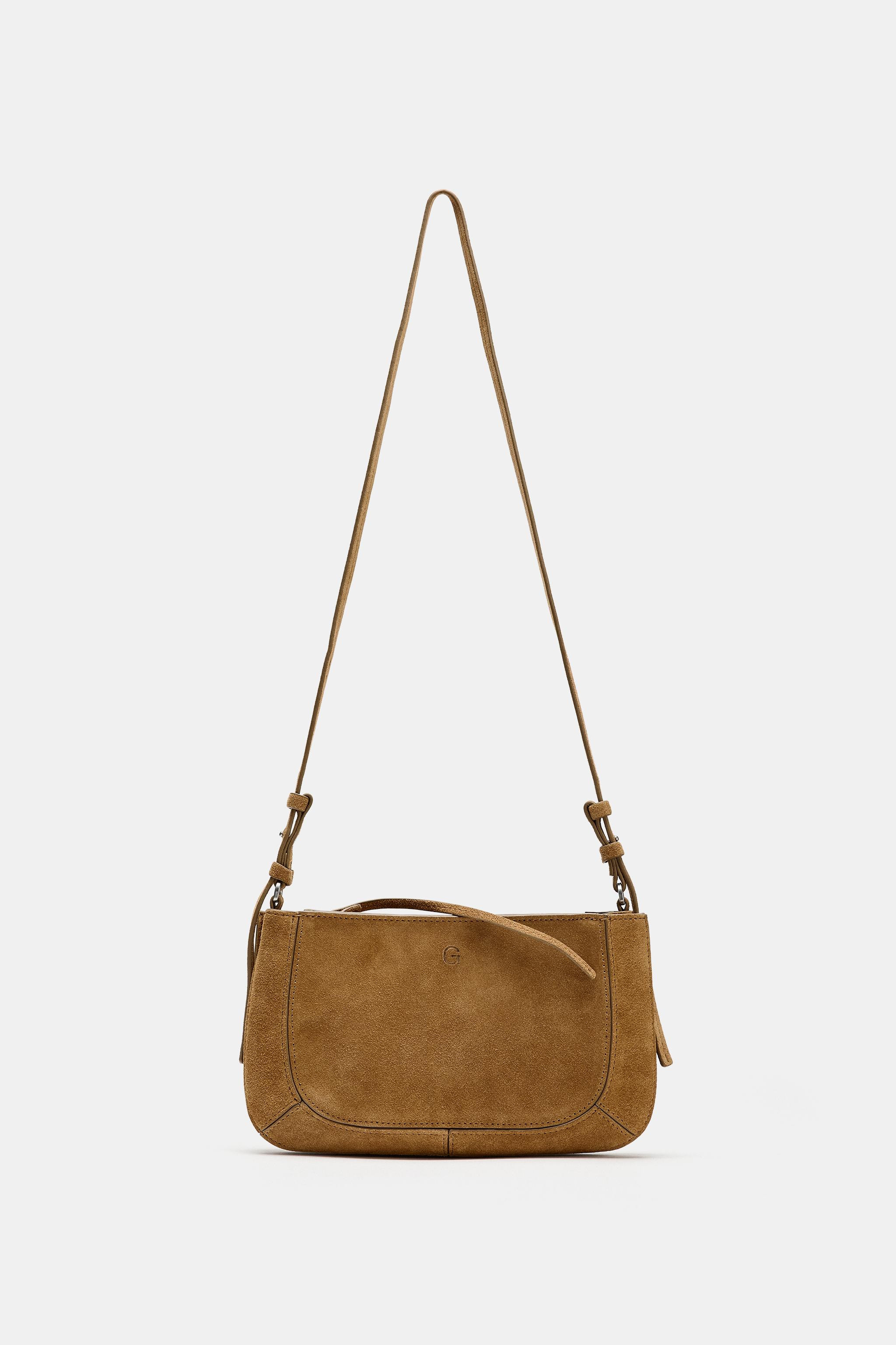 DOUBLE POCKET SPLIT LEATHER CROSSBODY BAG | Zara US