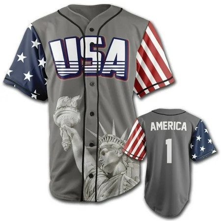 GREY AMERICA #1 BASEBALL JERSEY | Walmart (US)