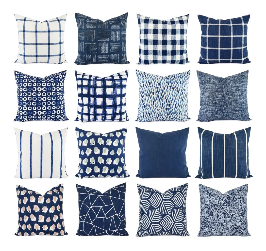 Dark Blue Pillow Cover, Mix and Match Pillow Covers, Modern Pillow Sham, Blue Throw Pillow, Navy ... | Etsy (US)