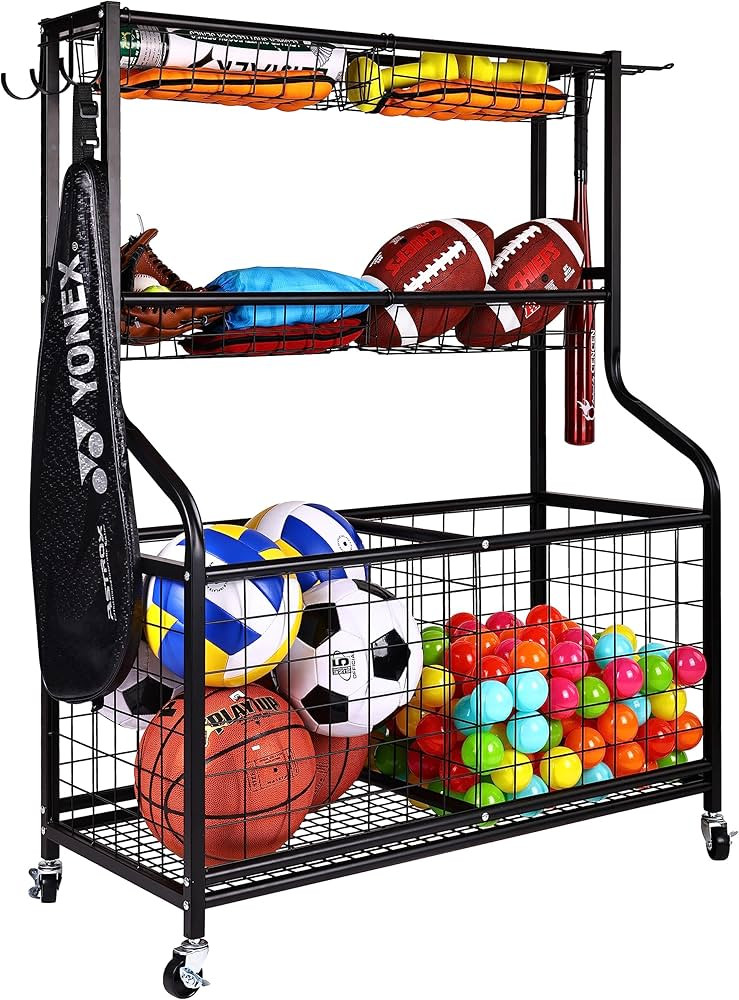 Signature Fitness Garage Sports Equipment Organizer, Garage Ball Storage, Sports Gear Storage, Ga... | Amazon (US)